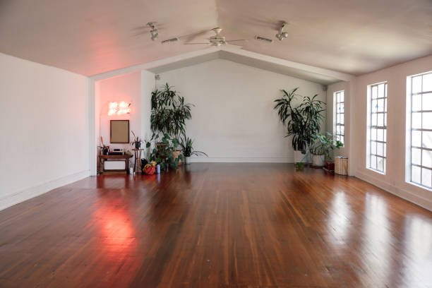 Empty yoga studio before a class